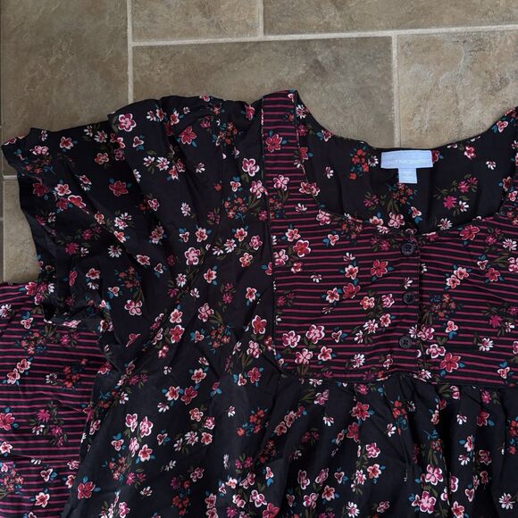 Only Necessities Dress Womens Size 3X Maxi Dress Black Floral Boho Short Sleeve - Picture 7 of 7